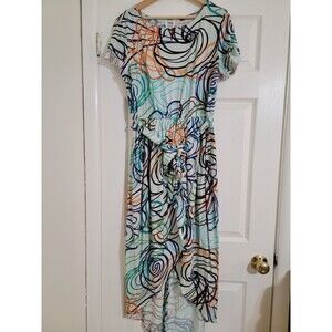 Monroe & Main Abstract Print Jersey Knit Short Sleeve Maxi Dress Size M‎